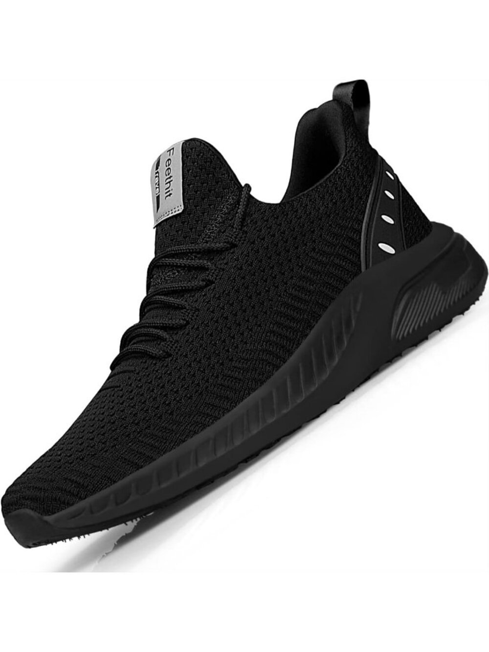 Men's All Black Breathable Mesh Lightweight Workout Slip On Walking Sneaker